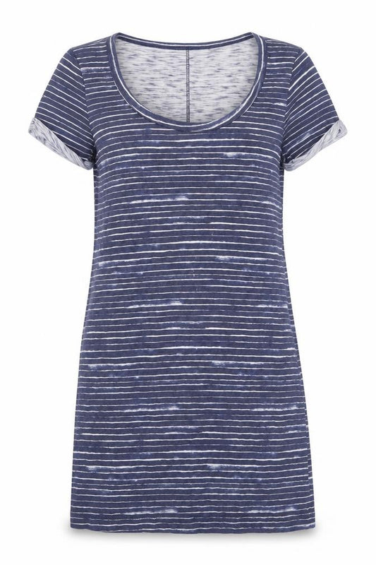 Front view of Marks & Spencer Women's Blue Striped T-Shirt Dress M