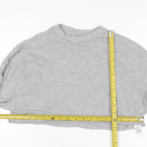 Collusion Women's Grey Cropped Long Sleeve Jersey T-Shirt Size 6