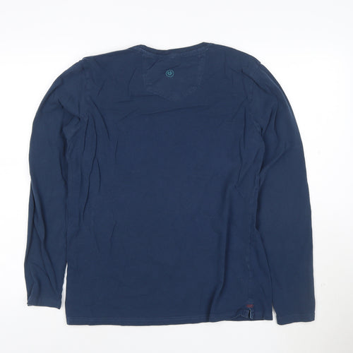 Fat Face Men's Blue Retro Stripe Long Sleeve Cotton T-Shirt Size S