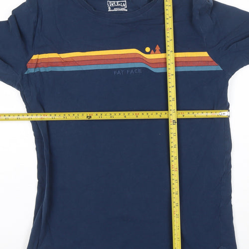 Fat Face Men's Blue Retro Stripe Long Sleeve Cotton T-Shirt Size S