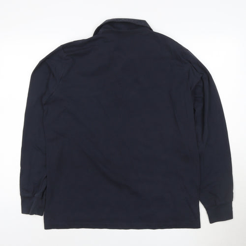 Uniqlo Men’s Blue Long Sleeve Cotton Blend Polo Shirt M