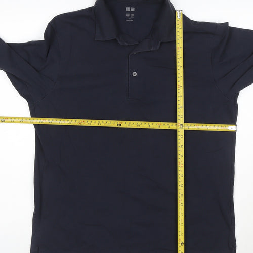 Uniqlo Men’s Blue Long Sleeve Cotton Blend Polo Shirt M
