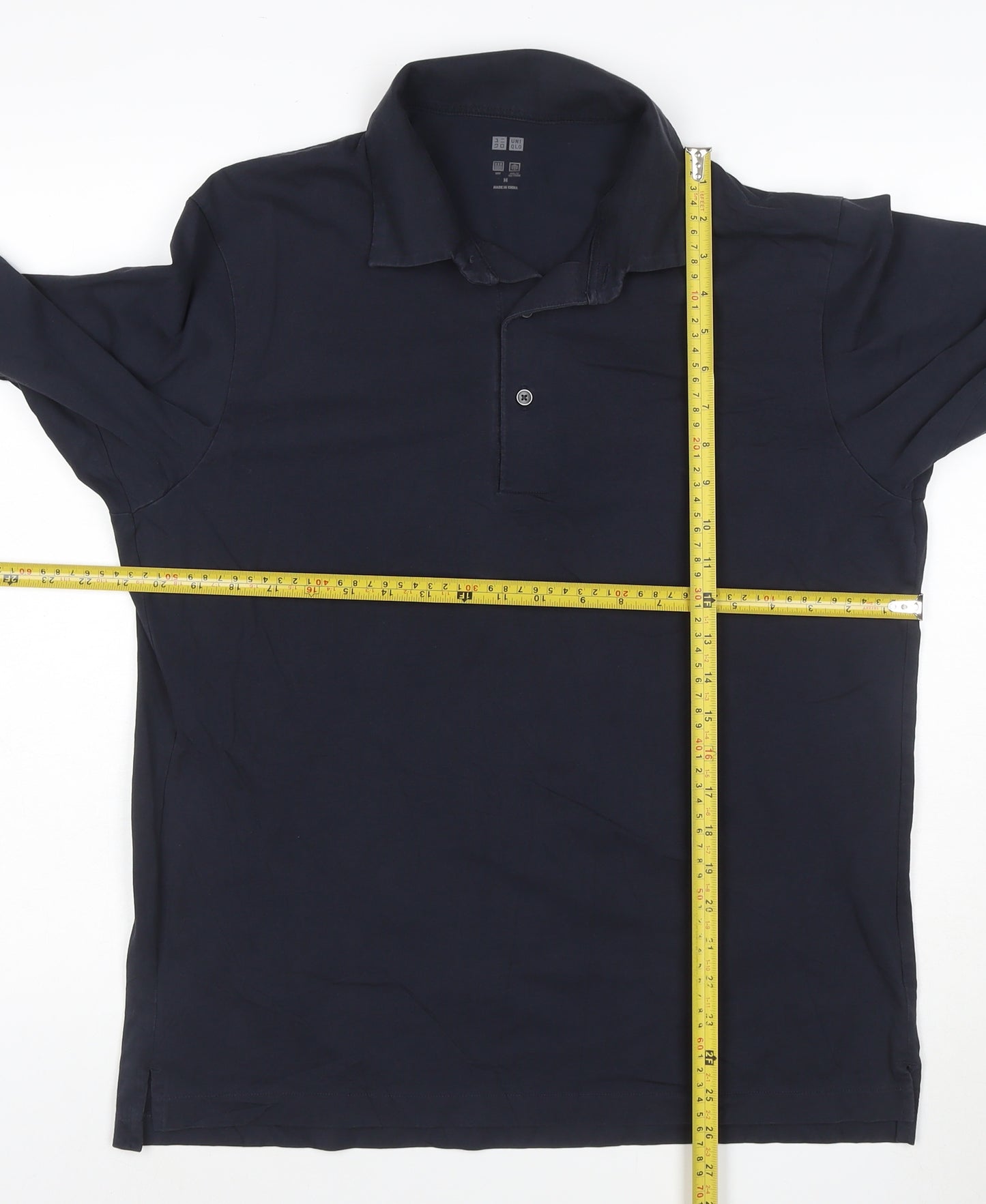 Uniqlo Men’s Blue Long Sleeve Cotton Blend Polo Shirt M