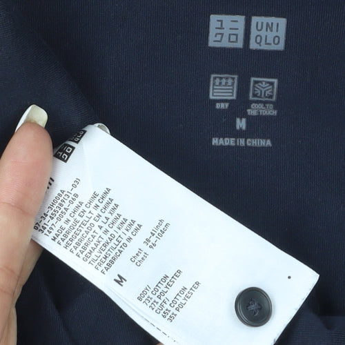 Uniqlo Men’s Blue Long Sleeve Cotton Blend Polo Shirt M