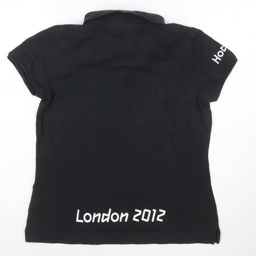 Adidas Women Black London 2012 Polo Shirt Size 14 Short Sleeve Cotton