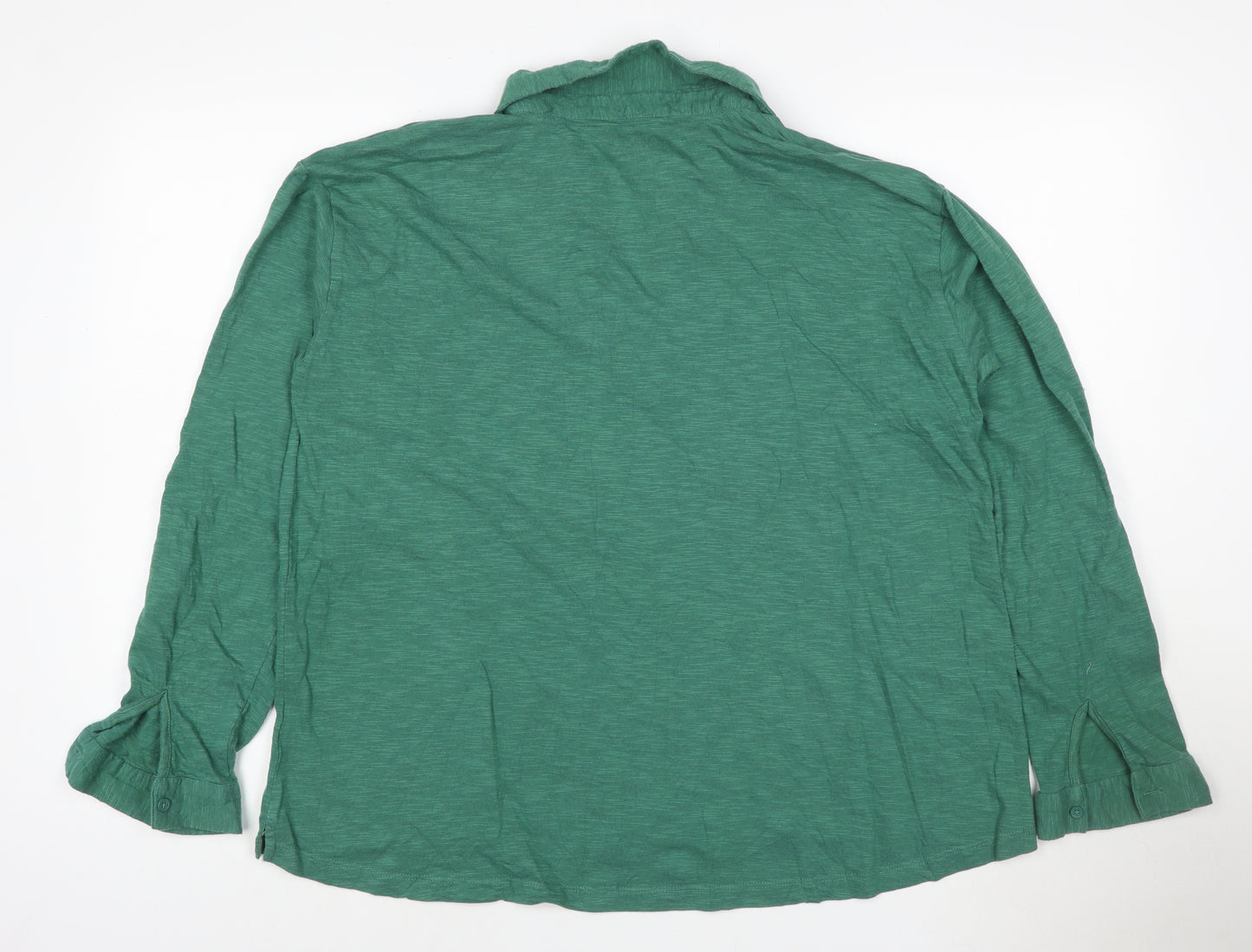 FatFace Women Green Organic Cotton Long Sleeve Collared Shirt Size 16