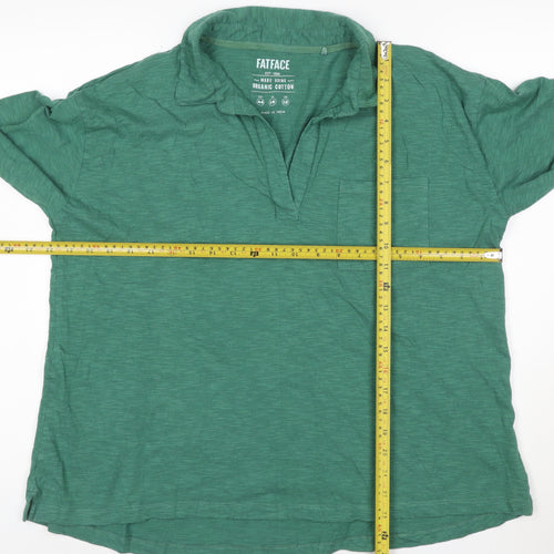 FatFace Women Green Organic Cotton Long Sleeve Collared Shirt Size 16