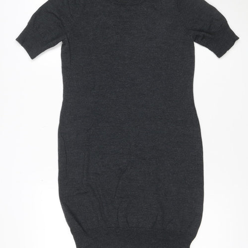 Fenn Wright Manson Women Grey Wool Shift Dress Size 12 Short Sleeve