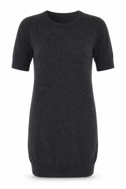 Front view of Fenn Wright Manson Women Grey Wool Shift Dress, size 12, Short Sleeve