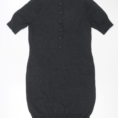 Fenn Wright Manson Women Grey Wool Shift Dress Size 12 Short Sleeve
