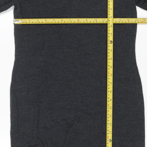 Fenn Wright Manson Women Grey Wool Shift Dress Size 12 Short Sleeve