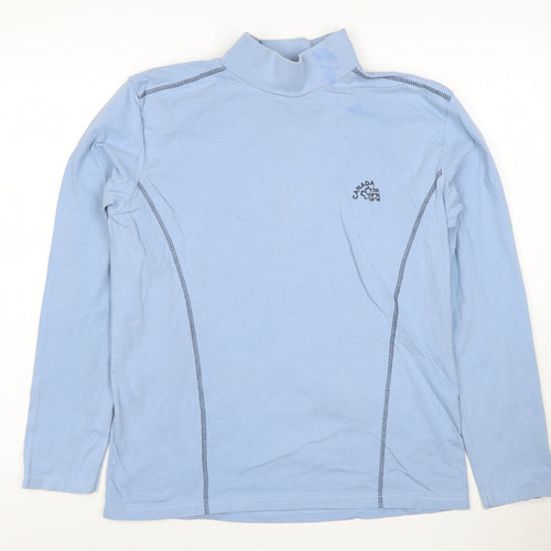 Atlas For Men Blue Long Sleeve High Neck Cotton T-Shirt Men's Small
