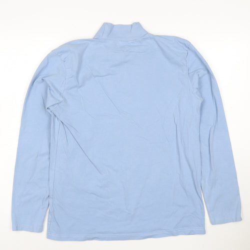 Atlas For Men Blue Long Sleeve High Neck Cotton T-Shirt Men's Small