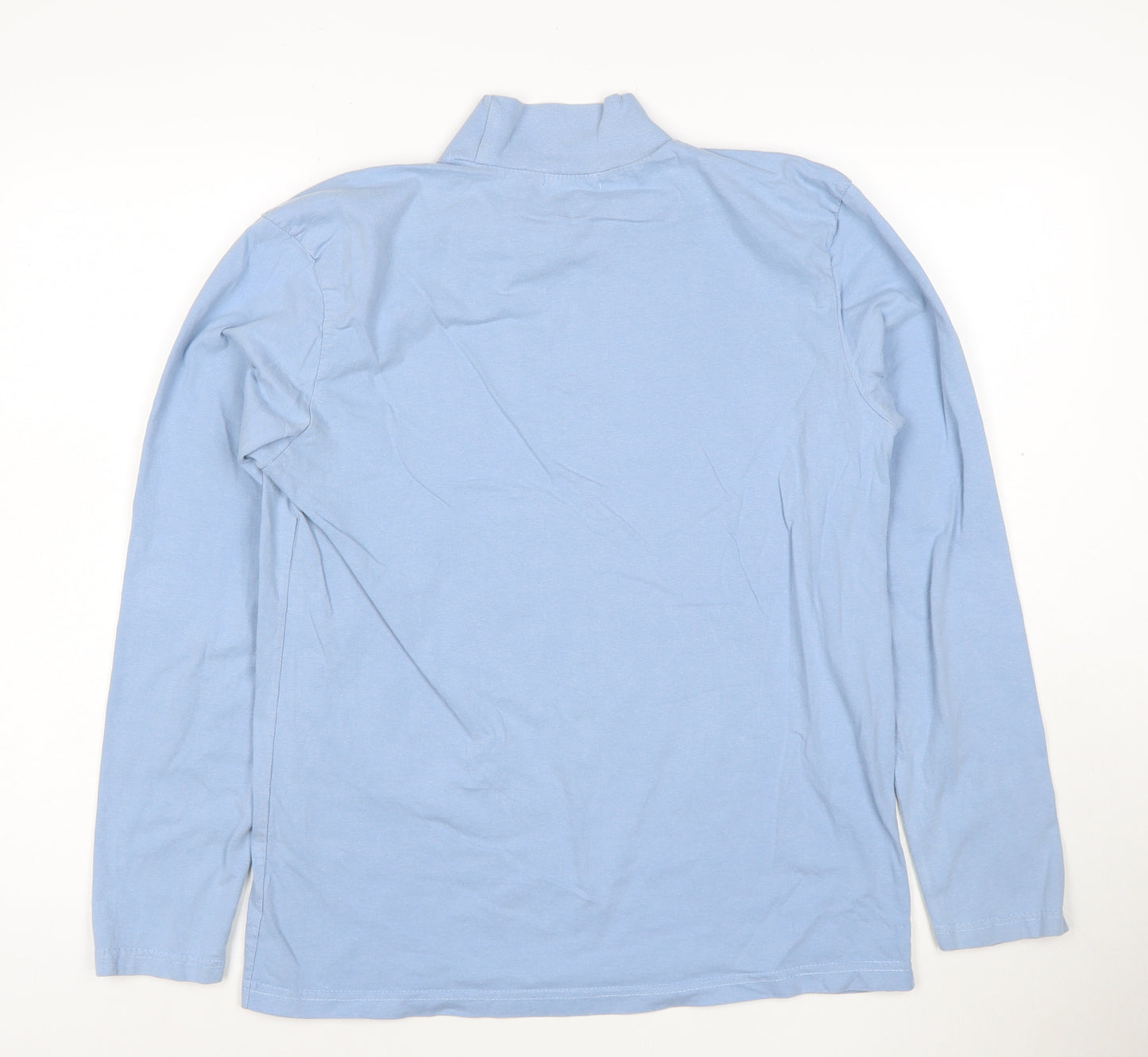 Atlas For Men Blue Long Sleeve High Neck Cotton T-Shirt Men's Small