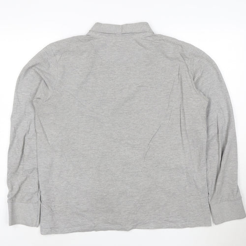 Brave Soul London Men's Grey Long Sleeve Polo Shirt XL Classic Fit