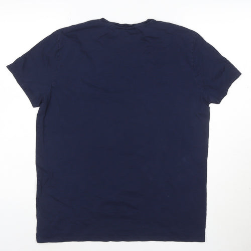 Lacoste Men's Blue Regular Fit V-Neck Cotton T-Shirt Size S