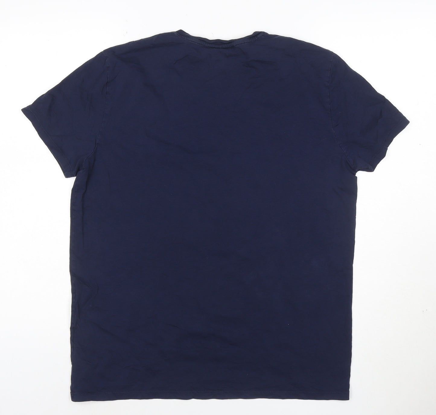 Lacoste Men's Blue Regular Fit V-Neck Cotton T-Shirt Size S