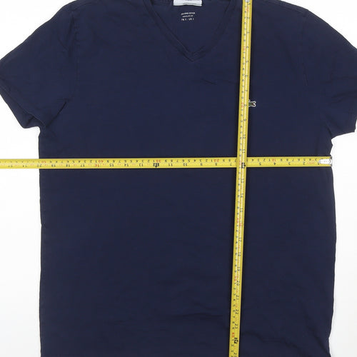 Lacoste Men's Blue Regular Fit V-Neck Cotton T-Shirt Size S
