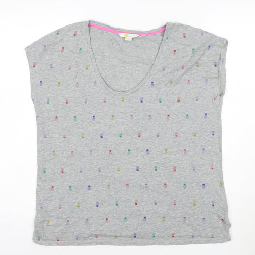 Boden Women’s Grey Polka Dot T-Shirt Size M Cotton Summer Top