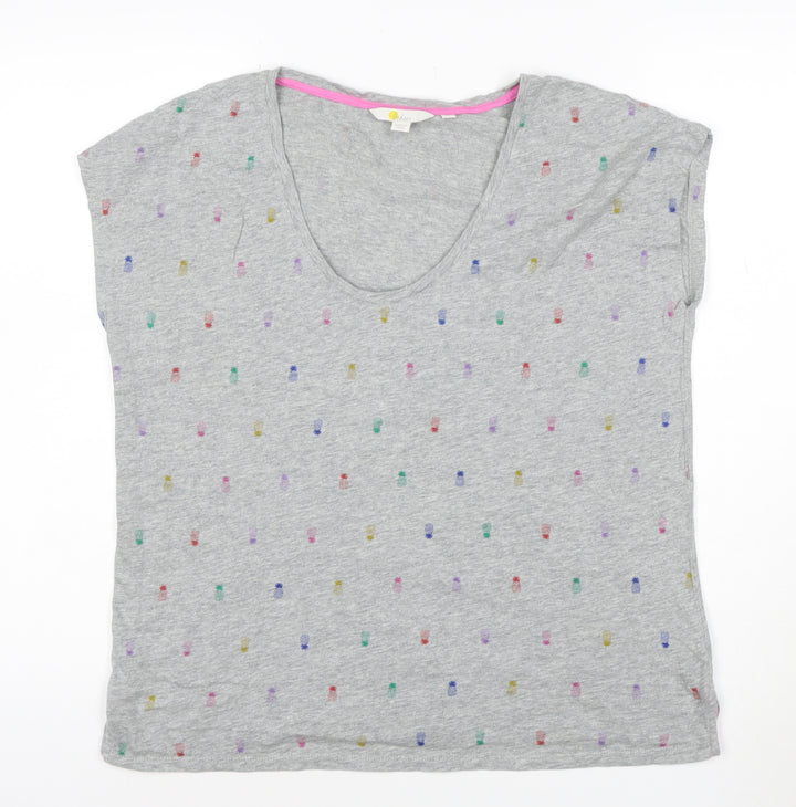 Boden Women’s Grey Polka Dot T-Shirt Size M Cotton Summer Top
