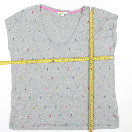 Boden Women’s Grey Polka Dot T-Shirt Size M Cotton Summer Top