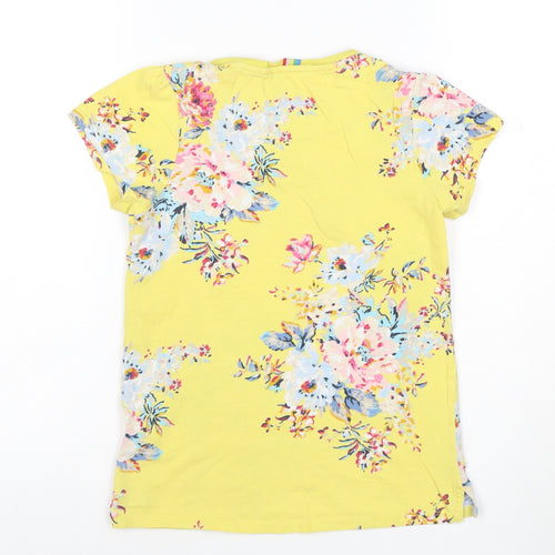 Joules Girls Yellow Floral Cotton T-Shirt Age 11 Years Short Sleeve