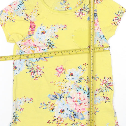 Joules Girls Yellow Floral Cotton T-Shirt Age 11 Years Short Sleeve