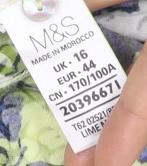 Marks and Spencer Per Una Women's Green Floral Tunic Top Size 16