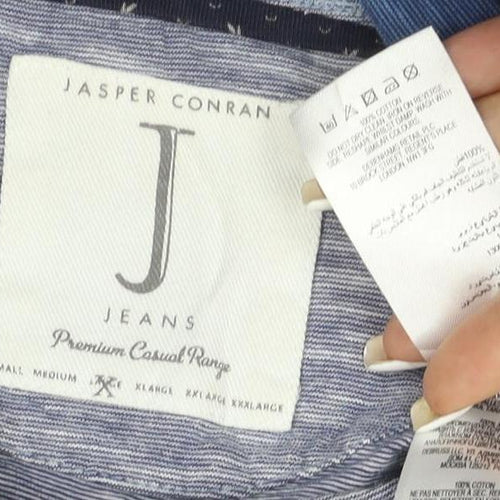 Jasper Conran Men's Blue Colourblock Short Sleeve Cotton T-Shirt M