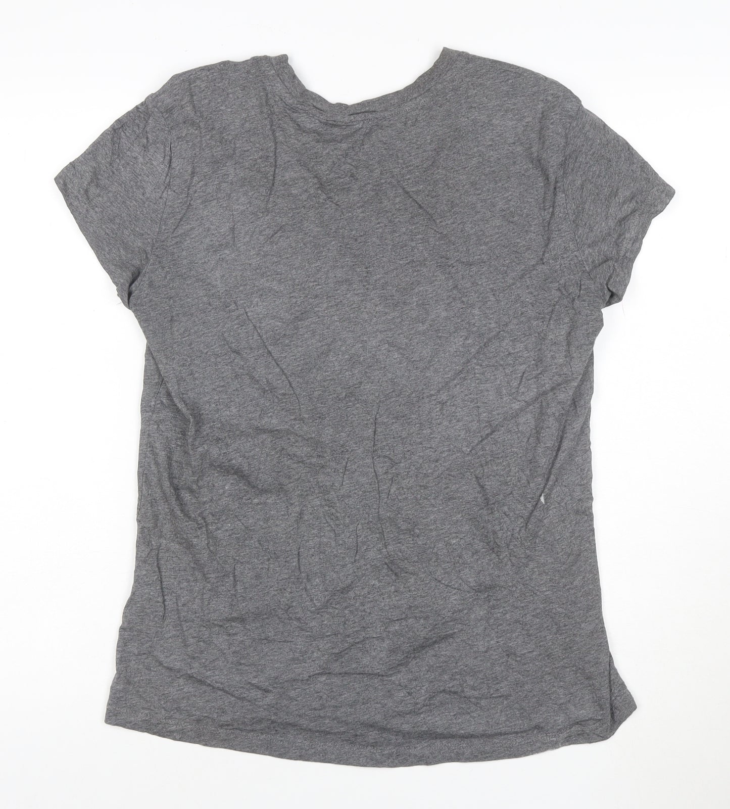 Diesel Women Grey Cotton Logo T-Shirt L Casual Short Sleeve