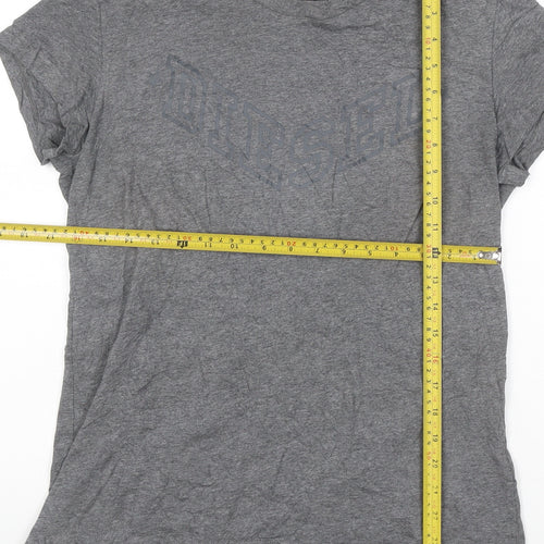 Diesel Women Grey Cotton Logo T-Shirt L Casual Short Sleeve