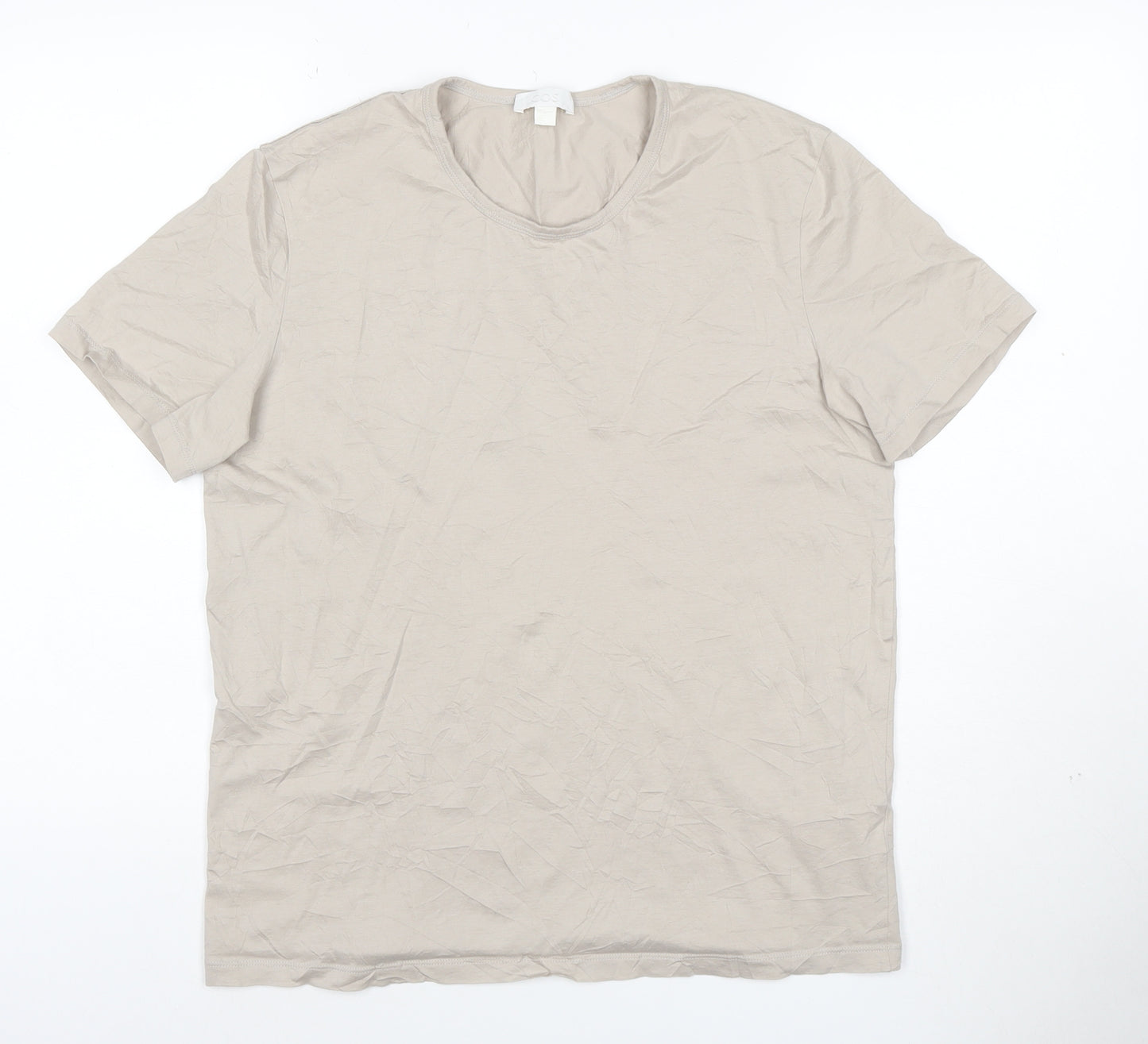 COS Men’s Beige Cotton Crew Neck Short Sleeve T-Shirt Size M