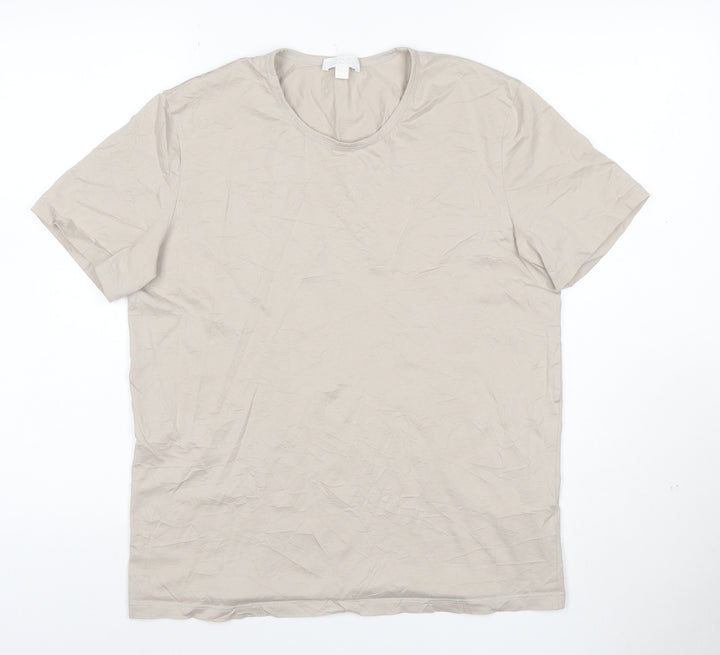 COS Men’s Beige Cotton Crew Neck Short Sleeve T-Shirt Size M
