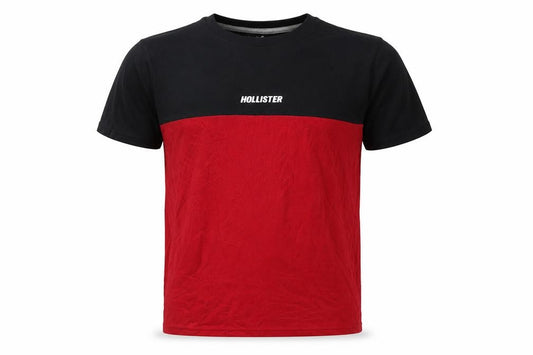 Hollister Men's Black Red Colourblock Cotton T-Shirt Size L