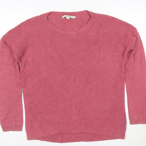 Boden Women Pink Crew Neck Long Sleeve Cotton Cashmere Jumper Size 12