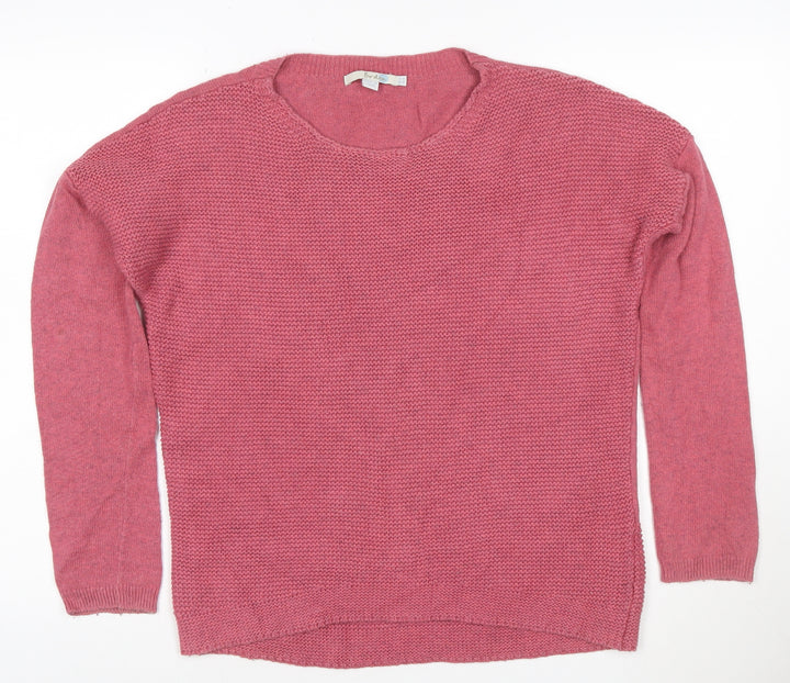 Boden Women Pink Crew Neck Long Sleeve Cotton Cashmere Jumper Size 12