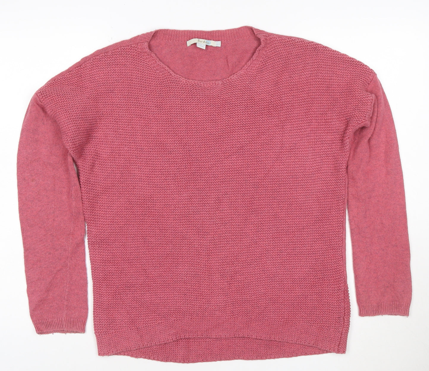 Boden Women Pink Crew Neck Long Sleeve Cotton Cashmere Jumper Size 12
