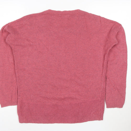 Boden Women Pink Crew Neck Long Sleeve Cotton Cashmere Jumper Size 12