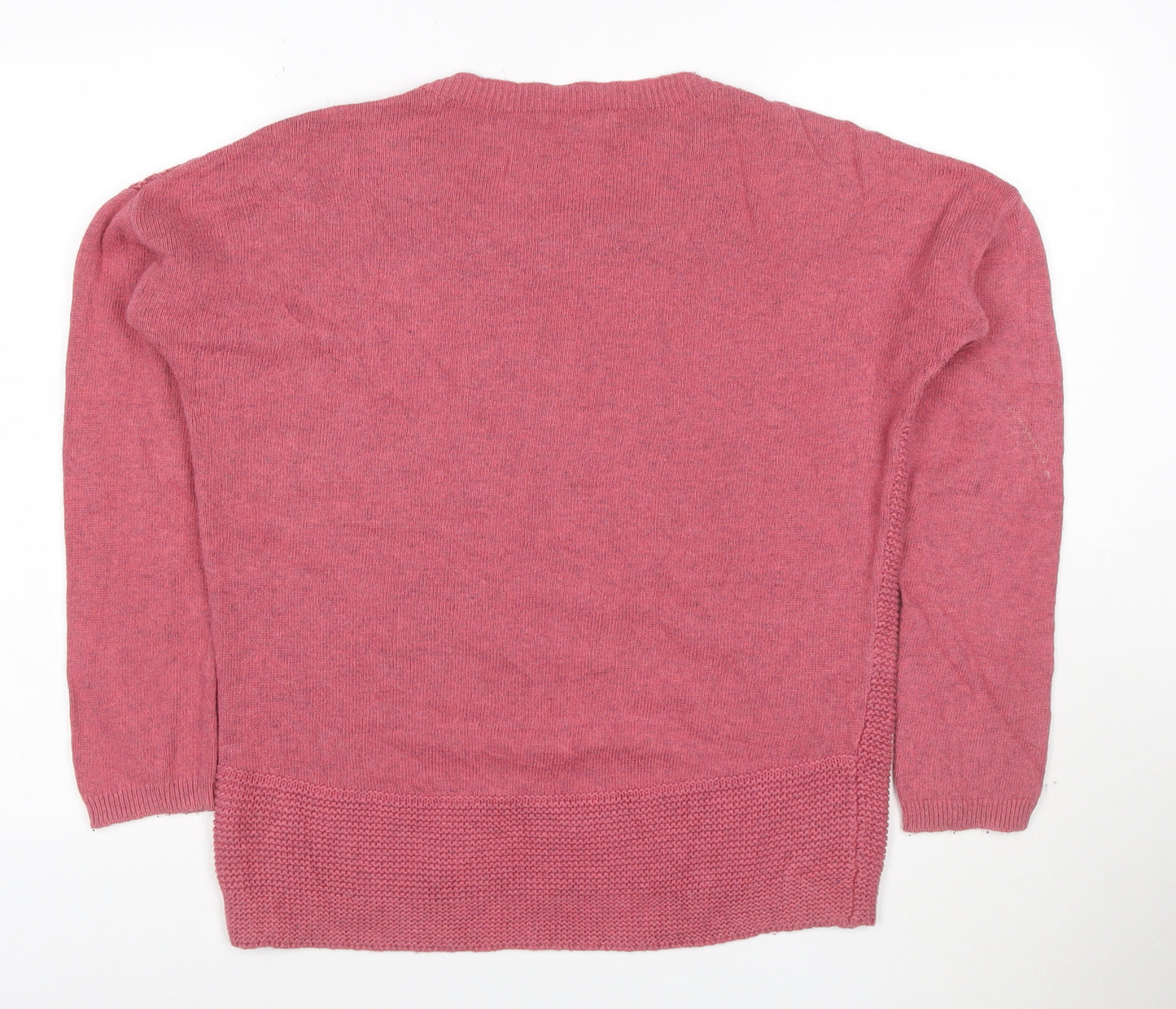 Boden Women Pink Crew Neck Long Sleeve Cotton Cashmere Jumper Size 12