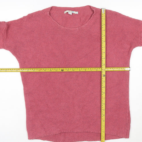 Boden Women Pink Crew Neck Long Sleeve Cotton Cashmere Jumper Size 12