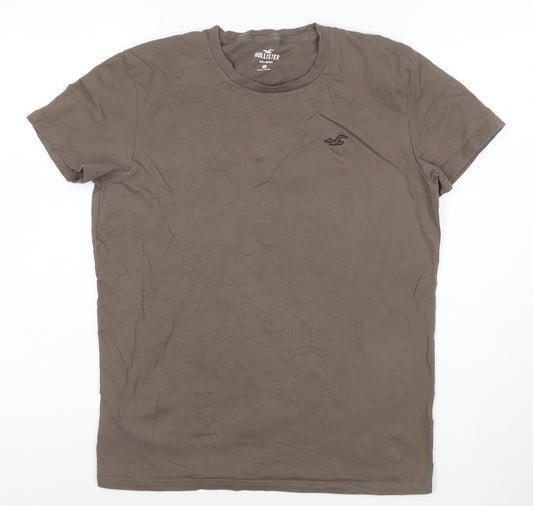 Hollister Men's Brown Crew Neck Short Sleeve Cotton T-Shirt Size S