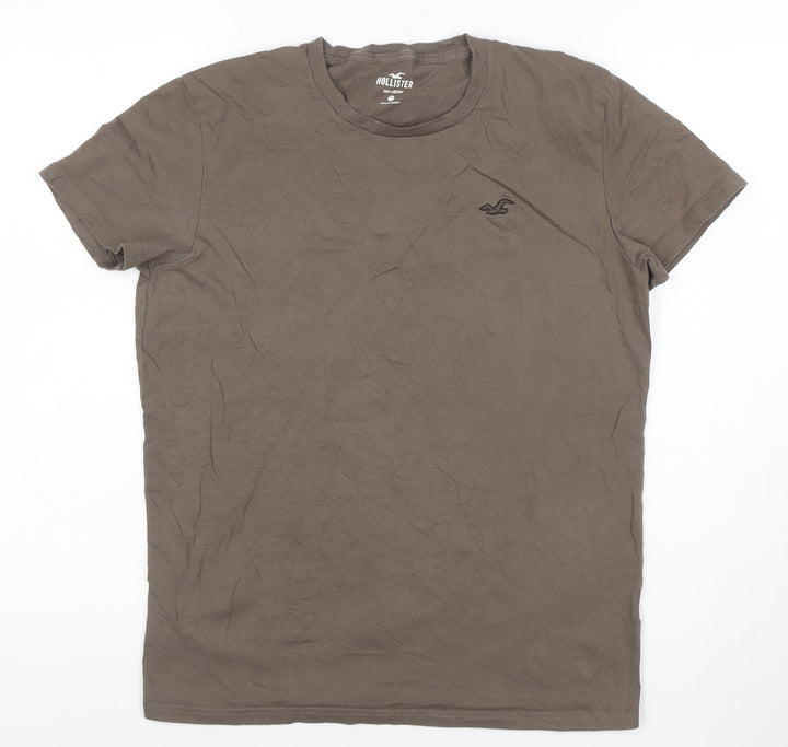 Hollister Men's Brown Crew Neck Short Sleeve Cotton T-Shirt Size S