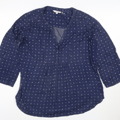 FatFace Women's Blue Floral Cotton Tunic Blouse Size 12