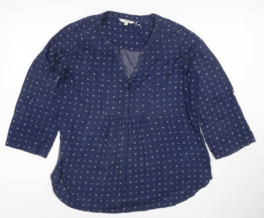 FatFace Women's Blue Floral Cotton Tunic Blouse Size 12