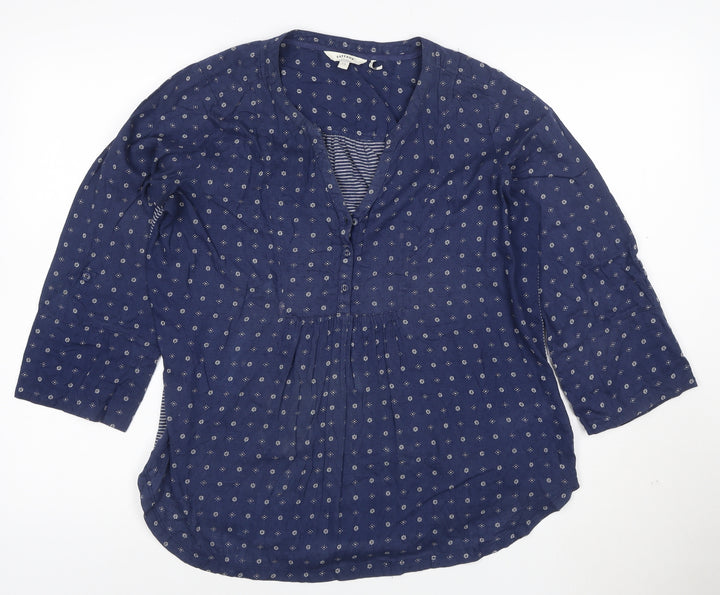FatFace Women's Blue Floral Cotton Tunic Blouse Size 12