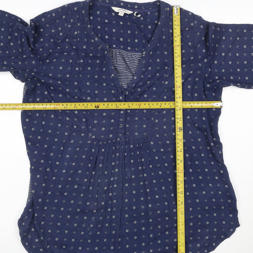 FatFace Women's Blue Floral Cotton Tunic Blouse Size 12