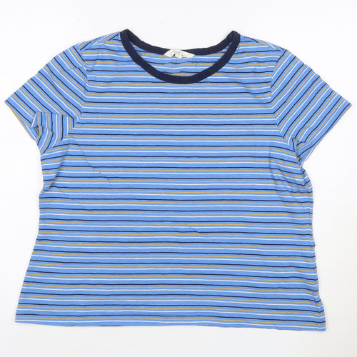 Seasalt Cornwall Womens Blue Striped Organic Cotton T-Shirt UK 16