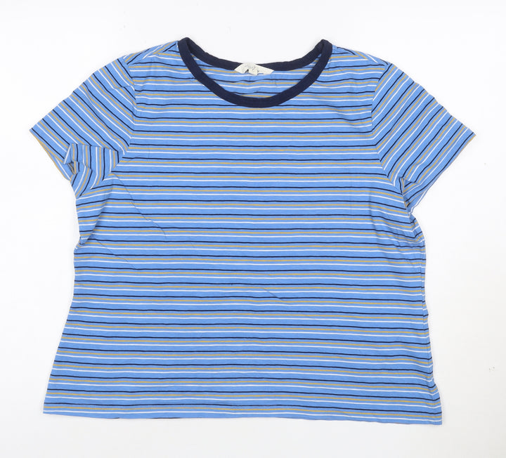 Seasalt Cornwall Womens Blue Striped Organic Cotton T-Shirt UK 16