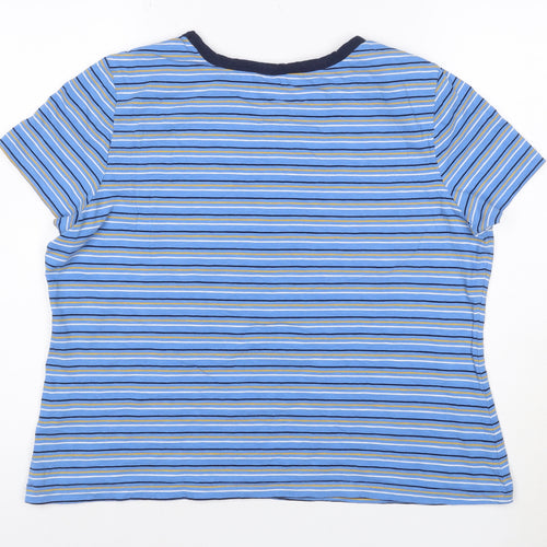 Seasalt Cornwall Womens Blue Striped Organic Cotton T-Shirt UK 16