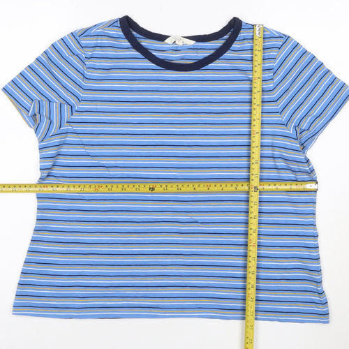 Seasalt Cornwall Womens Blue Striped Organic Cotton T-Shirt UK 16